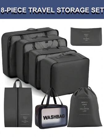 8/1pc Large Capacity Travel Organizer Bags, Multi-Purpose Sorting Storage Bags For Clothes And Personal Care Items, Super Organizing Power, Space Saving, Dust-Proof Storage Bags, Lightweight Travel Packing Cubes, Easy To Pack And Carry