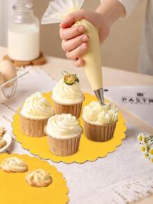 10/5 Stücke 4-Zoll runde goldene gezackte Kuchenböden, Karton Kuchenunterlagen, Einweg-Kuchenplattformen, geeignet für Kuchen backen Zuhause, Hochzeitstorten, Geburtstagskuchen - Verschiedenfarbig - Übersicht 2