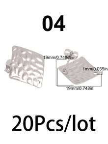 20个不锈钢几何耳钩耳环底座耳钉配件耳环连接器，适用于DIY珠宝制作材料