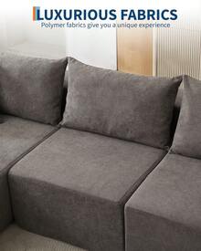 Hodeffior 108" Modular Sectional Sofa, With Left Chaise, Cloud Couch, L-Shaped Boneless Design, Compressed Sofa Bed, No Assembly Required, For Living Room - Grey-left - View 5
