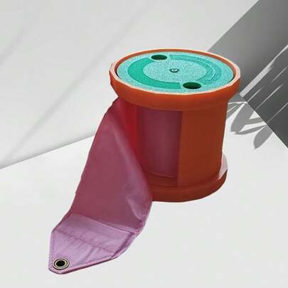 1pc Standard Gymnastics Ribbon Holder, Automatic Clip To Prevent Scattering, Portable Flip-Top Training Box, Orange/Green, ABS Material, Built-In Spring Automatic Clip, Athlete Training Equipment, Rhythmic Gymnastics Ribbon Storage Box