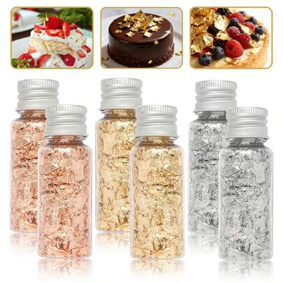 Hojas de pan de oro comestibles para decoración de pasteles - Decoración de hojas de oro para hornear, chocolates, cocina y decoración de postres para temporada de bodas, día de la madre y temporada de graduación