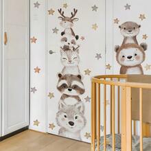 BRUP 1/2/3 Sheets Cute Forest Animals Growth Chart Wall Sticker For Kids Room , Removable Height Measurement Ruler Decal For Nursery Baby Room - Multicolor - View 5