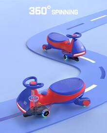 Coche eléctrico FanttikRide N7 Pro con pedales, batería recargable, CyberWiggle, coche oscilante 2 en 1, 2 velocidades (máx. 6,4 km/h), sistema antivuelco, ruedas con luces intermitentes, Bluetooth, para niños de 3 años en adelante, soporta hasta 68 kg, color azul. - Rosa Fucsia - Ver 5