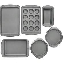 Wilton Ever Glide 6 Piece Nonstick Bakeware Set For Cakes Muffins Cookies Durable Even Heating Dishwasher  Nonstick Baking Pans And Sheets Black - 藍白色 - 查看 1