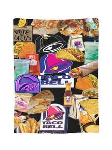1pc Taco Bell Blanket  The Ultimate Anime Gift Blanket - Ultra Soft Flannel Throw For Birthday, Christmas, Halloween Presents For Fans - 彩色 - 查看 3