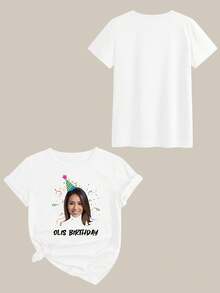 تي شيرت مطبوع بصورة مخصصة، ملابس نسائية بسيطة للربيع/الصيف/الخريف، تي شيرت عيد ميلاد مخصص، طباعة صورة على أكمام قصيرة، نص/ديكور قابل للتخصيص، هدية إبداعية لحفلة الصديقة، طباعة صور مخصصة للأصدقاء/الأزواج/الحيوانات الأليفة/الأخوات/السيلفي، نص/بركة/اسم قابل للتخصيص، تخصيص ملابس المجموعة، هدية مفاجأة، هدية عيد ميلاد الصديق المقرب، هدية للمرأة، ملابس علوية نسائية، هدية حفلة - أبيض - مشاهدة 2