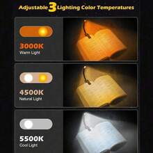 1pc Bedside Reading Light, Eye-Caring Adjustable Clip-On Reading Lamp, 3 Color Temperatures, Lightweight & Portable, Perfect Gift For Book Lovers, Mini Clip-On Reading Light (Battery Powered, Batteries Not Included), Book Light, Reading Lamp, Reading, Interesting Gift, Gift For Book Lovers, Book Accessories, Bedroom Light - Reading Lamp - View 7