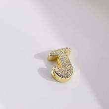 1颗18K镀金A-Z锆石字母吊坠珠，女士DIY定制名字手链时尚首饰礼品 - 金色 - 查看 30