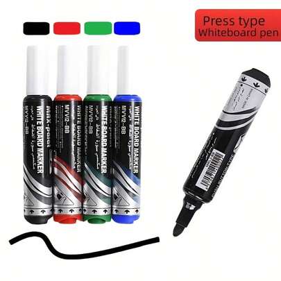 4 st/set raderbara whiteboardpennor, vattenbaserade svarta markörer för lärare, färgade markörer för elever, röda/blå/svarta tavlpennor, lätt raderbara whiteboardpennor, korta och tjocka bärbara markörer