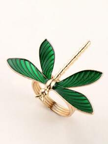 6/12pcs Simple Napkin Rings - Modern Gold Napkin Rings, Green Dragonfly Napkin Holders, Suitable For Restaurant And Home, Daily And Holiday, Easter - Green - View 2