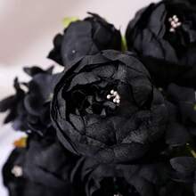 Duovlo Artificial Peony Silk Flowers Fake Flowers Vintage Wedding Home Decoration,Pack Of 1 (Black),20.87*3.5,Black - Black - 查看 6