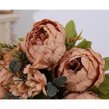 Duovlo Artificial Peony Silk Flowers Fake Flowers Vintage Wedding Home Decoration,Pack Of 1 (Dark Champagne),20.87*3.5,DarkChampagne - 黑香檳 - 查看 6