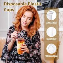 KesaPlan 100 Pcs Disposable Stemless Glasses 12oz Crystal Plastic Wine Glasses Clear Classic Cup For Meeting Weddings Birthdays Cocktail Christmas Party Supplies - 透明-100個-20盎司 - 查看 4