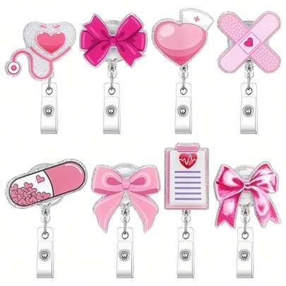 1个亚克力心形蝴蝶结伸缩证件夹，适用于护士、医生、教师、志愿者等职业人士的证件夹，情人节礼物