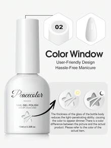 peacecolor 6瓶/套 10毫升玻璃瓶装凝胶指甲油套装，白色、裸棕色、多色，可卸除，沙龙DIY女士美甲礼品，基础美甲颜色 - 彩色 - 查看 7