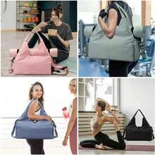 YZZ Bolsa de Gimnasia para Mujer,Bolsa de Yoga con Hebilla para Esterilla de Yoga,Bolso de Mano con Compartimento para Zapatos para Gimnasio y Viajes. - Negro286 - Ver 3