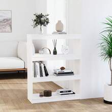 Larryhot Estantería/divisor de espacios madera pino blanco 80x30x103,5cm, Fácil de montar, elegante y hermoso, y conveniente para almacenar artículos, es una opción ideal para el almacenamiento y la decoración del hogar. - Blanco - Ver 2
