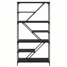 Larryhot Estante de libros Roble Negro 91 x 36 x 176 cm, Fácil de montar, elegante y hermoso, y conveniente para almacenar artículos, es una opción ideal para el almacenamiento y la decoración del hogar. - Negro - Ver 5