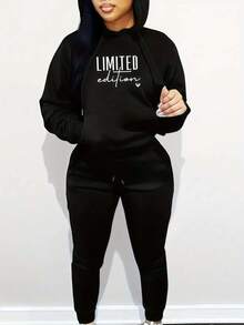 2026 LC Women's Casual Polyester Knitted Sportswear - Hooded Long Sleeve Sweatshirt With Pockets & Matching Sports, Letter Print Design - Autumn And Winter Series Casual Daily Wear Halloween Costumes,Thanksgiving Clothing,Hoodie Autumn And Winter,Fall Clothes Plus Size,Sweatshirt,Fall Clothes Women,Hoodie Autumn And Winter,Male And Female Neutral,Fall Clothes Plus Size,Sweatshirt,Fall Clothes Women,Vacation Outfits Women,Valentines Gifts,Summer Outfits,Tops - 黑色 - 查看 11