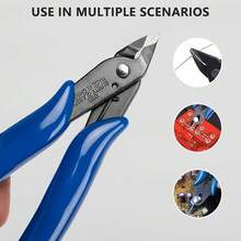 2/5/10pcs 5-Inch Wire Cutters Set Of 10 - Precision Flush Cutter Pliers, Steel, Rust-Resistant, Micro Side Cutting Nippers For Electronics, Zip Ties, Crafts, Model Kits - Blue - View 10