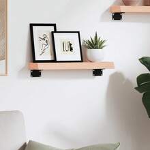 Larryhot Ripiano a Parete 40x10x4 cm Legno Massello Rovere Non Trattato, Facile da assemblare, dall'estetica elegante e raffinata, pratica per riporre gli oggetti, la scelta ideale per l'organizzazione e la decorazione domestica - Castano - Visualizzare 3
