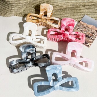 6pcs Marble Pattern Hair Clips, Simple Elegant Hair Claw, Retro Chic Casual Alloy Hair Accessories, Suitable For Spring, Summer, Autumn And Winter Fashion Claw Clips Causal Hair Clutch Elegant Hair Jaw Clip