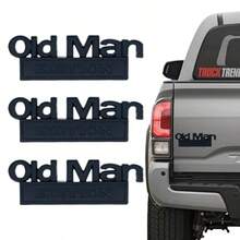 3Pcs Old Man Edition Car Emblem --3D Metal Badge Zinc Alloy Waterproof And Rustproof Sticker Fits Fenders/Tailgate/Bumper--Compatible With Trucks SUVs And Other Vehicle Accessories - như hình ảnh - Xem 2