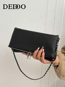 2026新款女士包包时尚设计黑色经典PU皮革斜挎包复古精致外贸手提包 - 黑色 - 查看 1