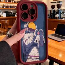 Funda de teléfono de moda, compatible con varios modelos de ,  y , funda de teléfono astronauta haciendo un corazón con las manos, diseño temático espacial compatible con modelos de ,  y , protector de teléfono, funda de pareja, regalo para amantes, presente de vacaciones, este es un regalo popular para amigos o socios, adecuado para ocasiones de negocios. Duradera, resistente a las manchas y a las huellas dactilares, esta nueva funda para teléfono de hombres y mujeres es un gran regalo. - Café integral - Ver 5