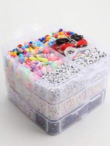 Acrylic Letter Beads Round Beads Includes Bucket Beads Soft Clay Friendship Bracelet Jewelry Making Kit 4x7mm