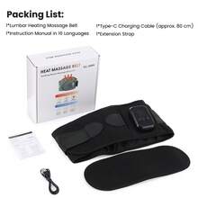Hailicare Cordless Heated Waist Belt,3 Heat & Vibration Modes,LCD Touchscreen,15Min Timer,3 Plastic Steel Supports,Space Cotton For Back Abdomen Pain Relief,5-Second Fast Heating, Breathable & Sweat-Free,Type-C Charging Heating Pad,Valentine's Day Gift - Black - View 12