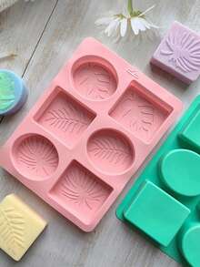 6-Cavity Oval Leaf & Turtle Bamboo Silicone Soap Mold, Nordic Style Silicone Mold For Handmade Crafts And Home Decor