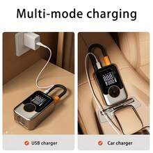 Compresor de aire portátil para neumáticos: manómetro digital, luz LED de emergencia, diseño inalámbrico 4 veces más rápido | Batería recargable | Compresor eléctrico con pantalla digital, ideal para coches, motocicletas, bicicletas y balones deportivos, bomba para neumáticos de coche, inflador para motocicletas, diseño compacto, bomba ligera, materiales de alta calidad, motor eficiente, bomba alimentada por batería, usuarios de kits de emergencia, ciclistas. - Negro - Ver 8