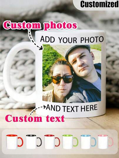 Personalized Photo & Text Mug - Customizable Coffee Cup With Photo And Text, 11oz, Microwave And Dishwasher - Birthday, Anniversary, Valentine's Day, Back To School Gift, Couples, Family, Coffee Lovers - Durable Glossy Mug Body, Thoughtful Keepsake, Vibrant Printed Design, High-Quality Printing, Family Memento