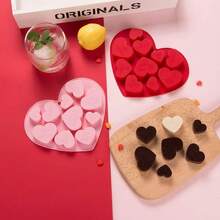 1pc Conversation Heart Molds Mixed Size 10 Holes Valentine's Day Heart Shaped Silicone Molds Non Stick Chocolate Fondant Pudding Dessert Baking CandyRed, Pink - Multicolor - View 2