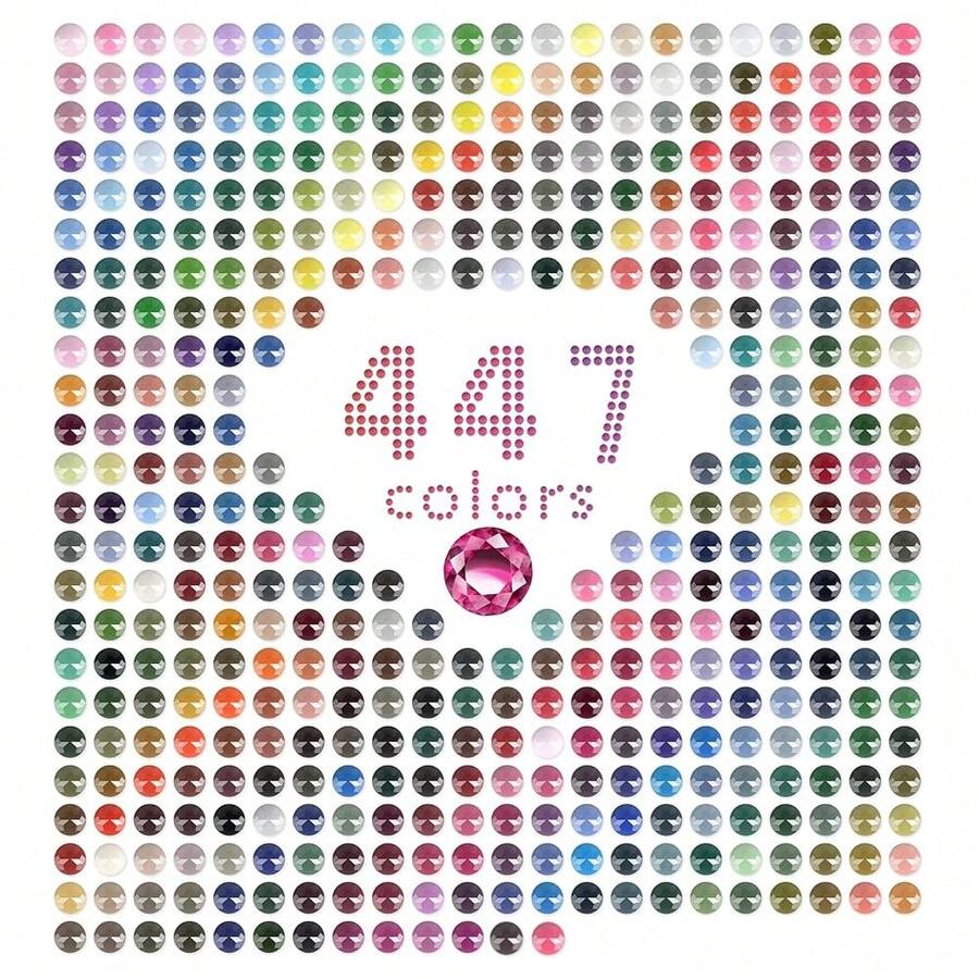 447 Colors Diamond Painting Gems, 89400 5D Round Painting Beads For Drills Painting Missing And DIY Crystal Art Nails Diamond Art Accessories (200 Per Color) - 447色圓形鑽石,每色200顆 - 查看 1