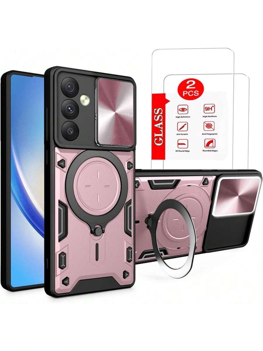 Funda para Samsung Galaxy A54 5G Capa Case - con Protector de Pantalla y Soporte de teléfono Incorporado - Rosa,37318069 - Rojo y blanco - Ver 1