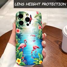 1PC Phone Case ,  Flamingo Tropical Leaves Flowers Water , Stylish Phone Case, Phone Decoration, All-around Lens Protection, Creative Small Gift, Funny Gift for Boys and Girls - Negro - Ver 4