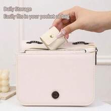 Bolsa de almacenamiento de joyas plegable mini para aretes y collares, organizador de joyas portátil para viajes con múltiples compartimentos, estuche compacto para empaquetar joyas para viajes, almacenamiento en el hogar, organización diaria y protección de accesorios para mujeres - Multicolor - Ver 5
