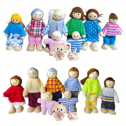 10件套暖心人物、猫狗摆件，家居装饰桌面摆件，客厅展示毛绒玩具，派对礼品，场景装饰配件