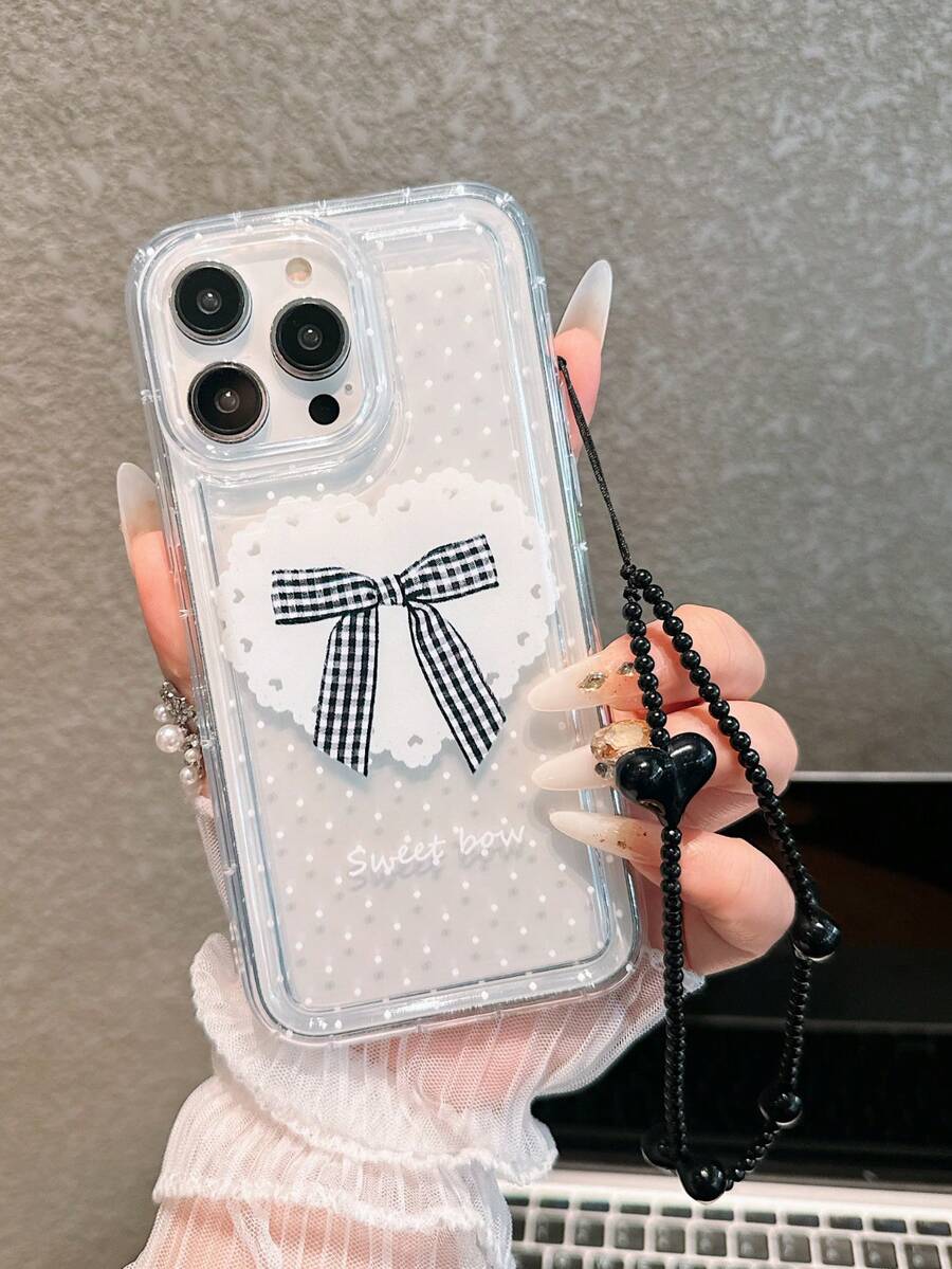 可爱蝴蝶结挂绳手机壳，气囊缓冲创意防震手机壳，兼容 15/11/12/13/14/XR/XS/Pro/Max、A14/A15/A12/S3/S2/A23 5G、14/Pro/13 Mini 气囊防震手机壳、安卓手机壳、17/17Pro/17ProMax 手机壳（带挂绳） - 彩色 - 查看 1