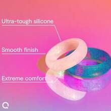 QALO Women's Rubber Silicone Ring Classic Sparkle Rubber Wedding Band Breathable Durable Engagement Silicone Ring Multi Colors - 仙塵+7 - 查看 3