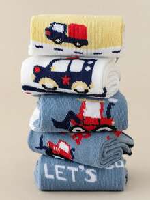 10 Pairs Kids Cartoon Car Socks, Suitable For Daily Use, Fits Ages 1-16 Years Old, Spring/Autumn/Winter - Multicolor - View 3