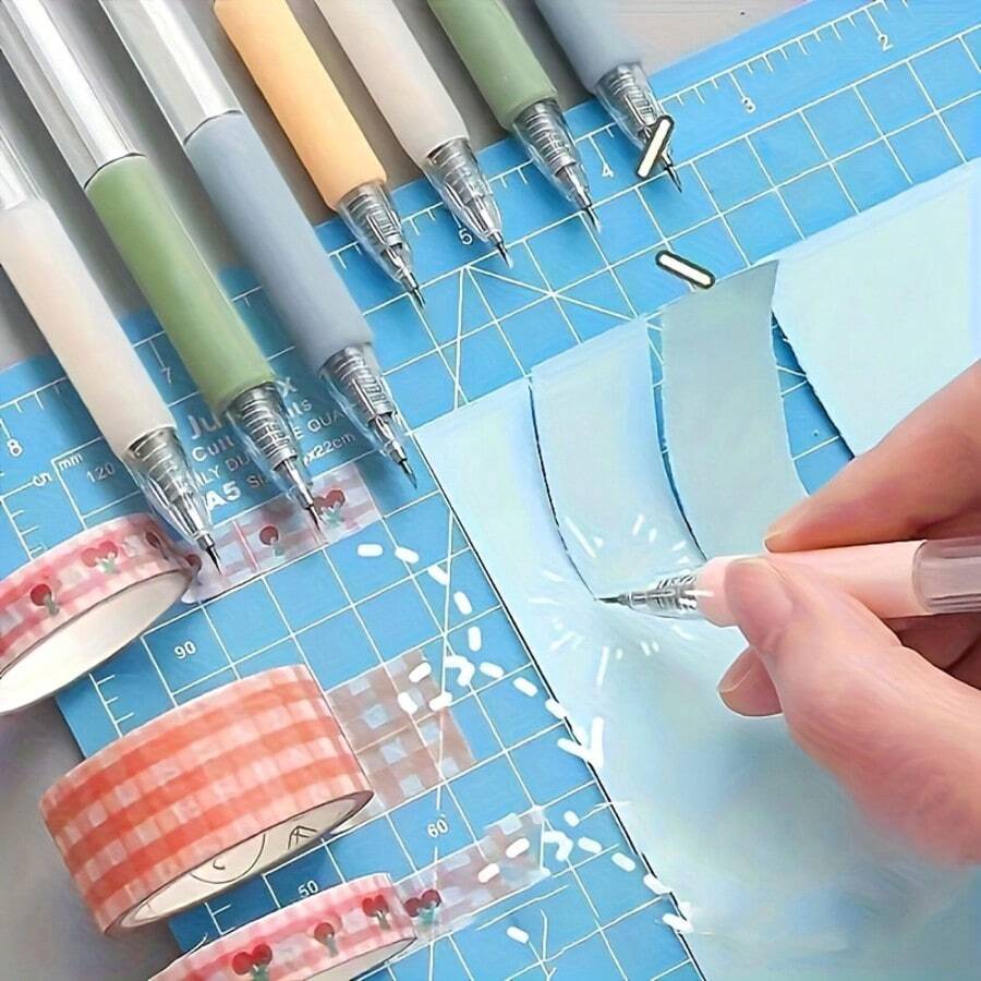 6pcs Retractable Handcrafted Carving Pen Knives, Precision Carving Pens, School Supplies, Accurate, Fashionable Pen Knives, Portable Tool, Lightweight Tool, Plastic Material, Stationery Knife, Professional, Handicraft Enthusiasts - Multicolor - View 1