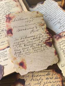 1 Pack Of 30pcs Asymmetrical Vintage Burnt Edge Handwritten English Letter, Music Score, Ticket, Scrapbooking Decoration Material - Multicolor - View 3