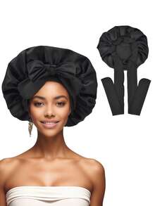 Silk Fabric Sleeping Cap, Adjustable Drawstring, Suitable For Women With Natural Curly Hair Hair Sleep Cap Sleep Bonnet - Multicolor (1pc) - View 22