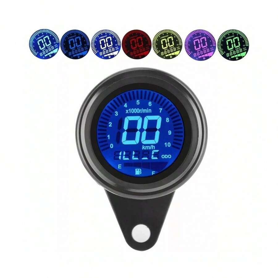 Indicador de velocidad de Retroiluminación LED LCD de motocicleta universal Odómetro modificado indicador de código multifuncional (pantalla de contenido de aceite / velocidad)