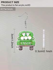 1 Pair Creative Luck Green Car & Three Dwarfs Acrylic Earrings St. Patrick's Day Earrings Female Earrings Holiday Earrings Gift Ideas For Women