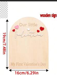 Our First Valentine's Day Footprint Wooden Board - Our Little Valentine's Day Wooden Milestone, Baby Footprint Wooden Craft, First Valentine's Day Memorial Milestone, Mini Valentine's Day Baby DIY Wooden Board - Khaki - View 8
